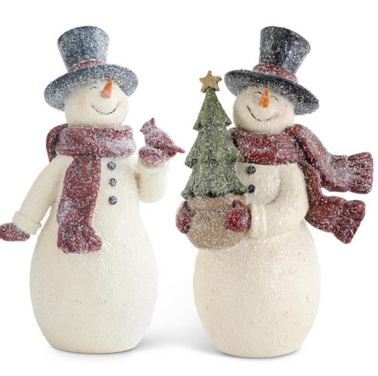 10.5 Inch Glittered Resin Vintage Snowmen