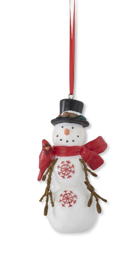 4.5 Inch Resin Snowman Ornament w/Poseable Arm
