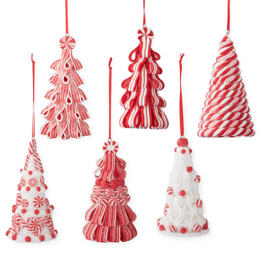 4.5 Inch Red & White Handcrafted Clay Candy Tree Ornament
