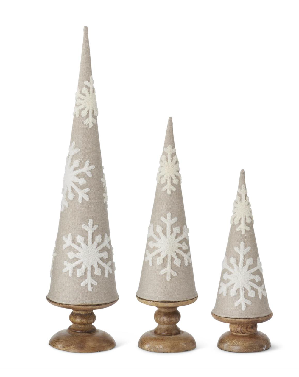 Tan w/Cream Snowflakes Cone Trees