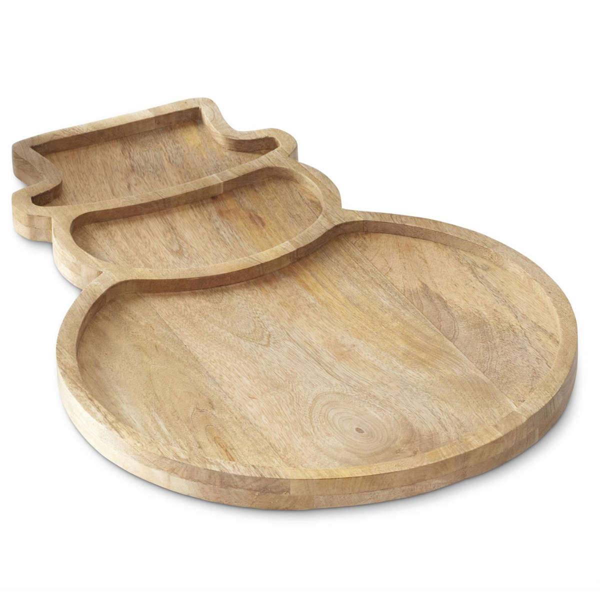 23.75 Inch Wood Snowman Divided Serving Tray