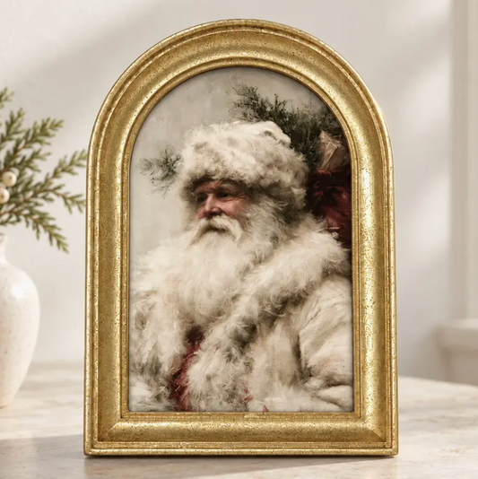 Gold Arch Framed Old World Santa Profile Art Print
