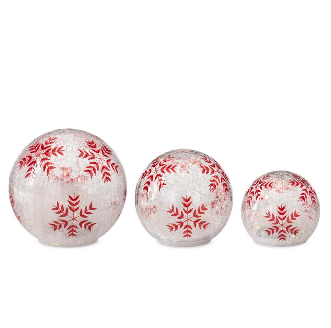 Red Hand-painted Snowflake LED Crackled Globe