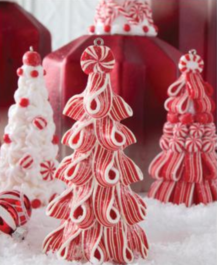 4.5 Inch Red & White Handcrafted Clay Candy Tree Ornament